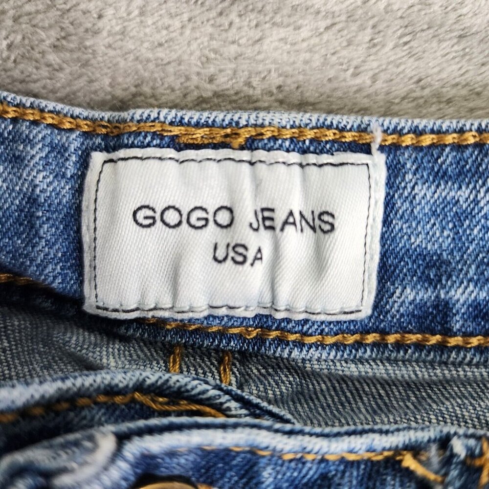 Womens Gogo Jeans Blue Denim Skirt Distressed Cuffed Raw Hem Size 1 - Picture 5 of 12